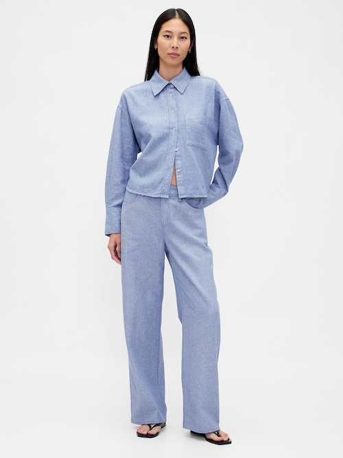 コットンリネン ワイドパンツ