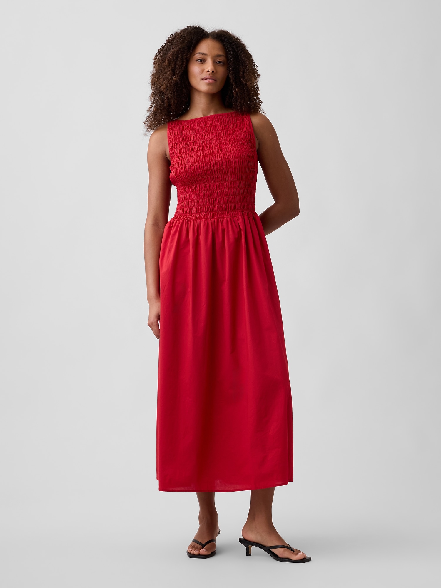 Smocked Boatneck Maxi Dress