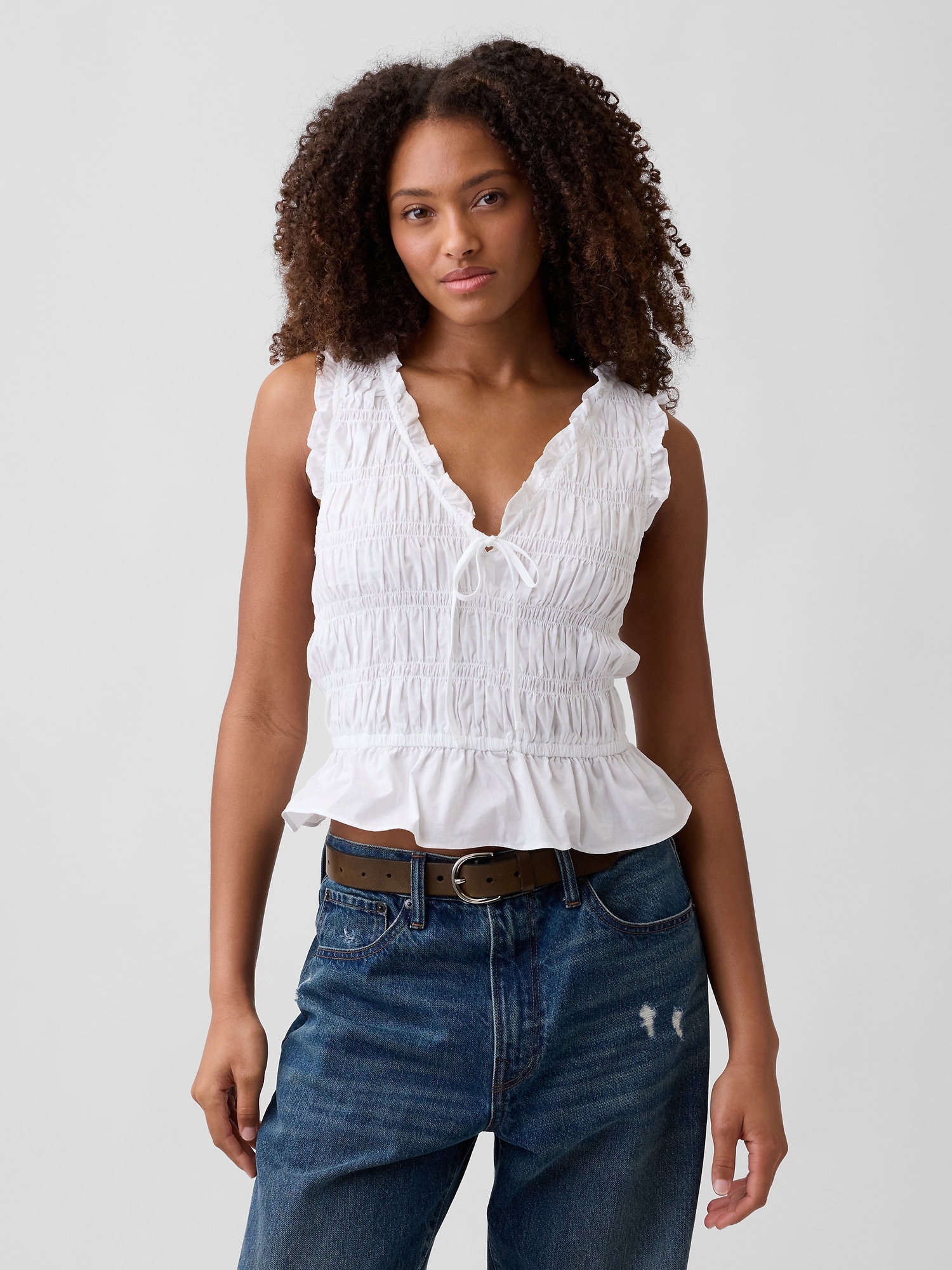 Smocked Sleeveless Top