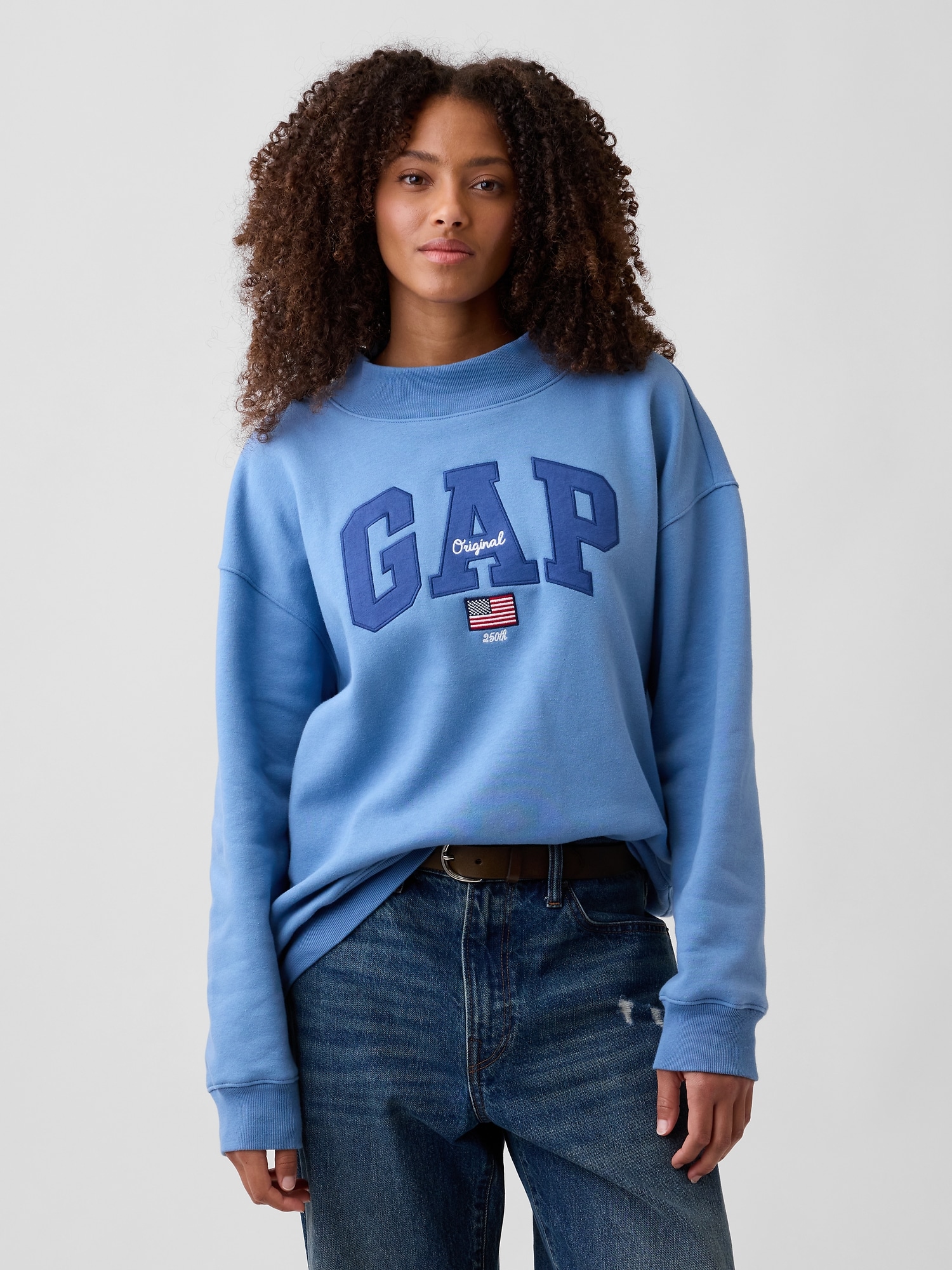 Oversized Gap Logo Mockneck Tunic Sweatshirt