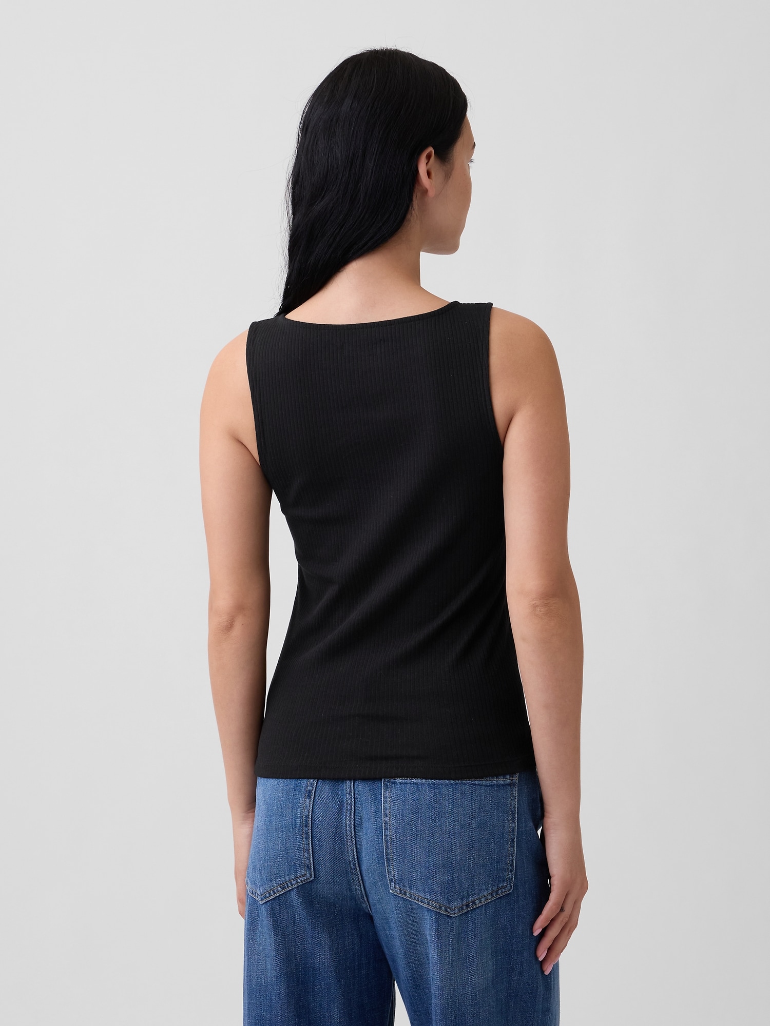 リブ ボタンアップ タンクトップ-1