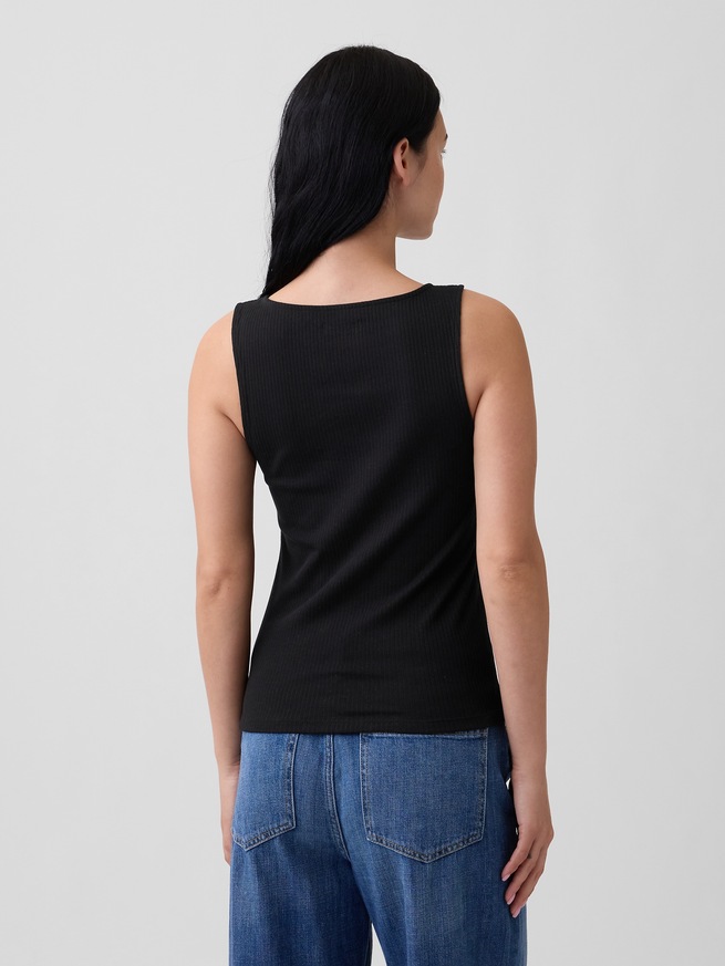 リブ ボタンアップ タンクトップ-1