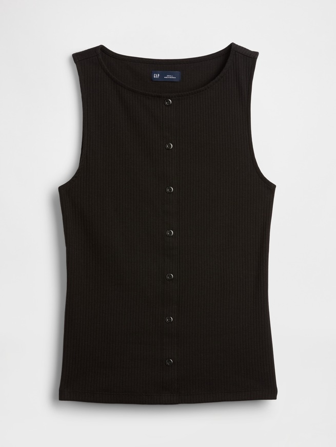 リブ ボタンアップ タンクトップ-4