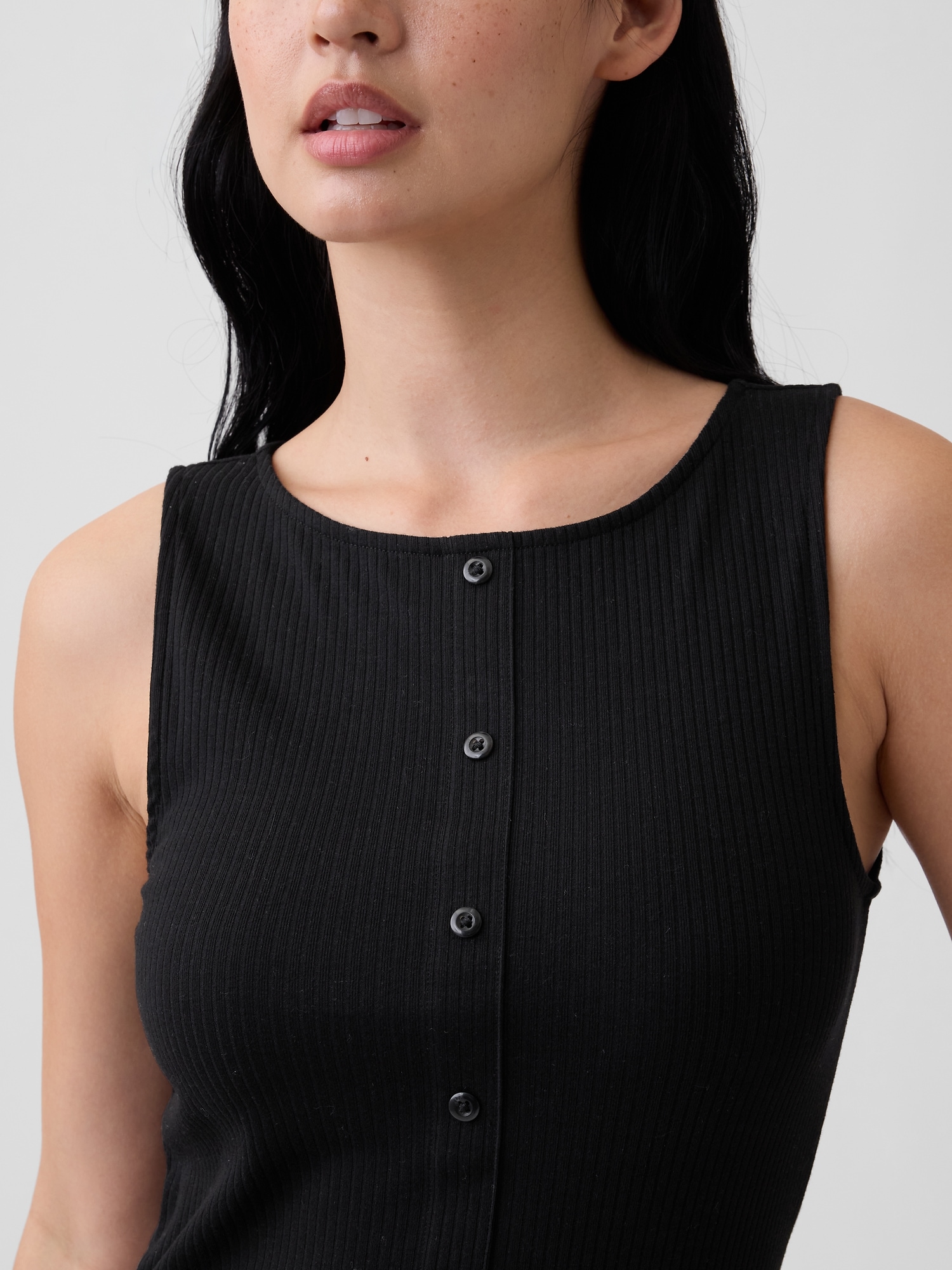 リブ ボタンアップ タンクトップ-3