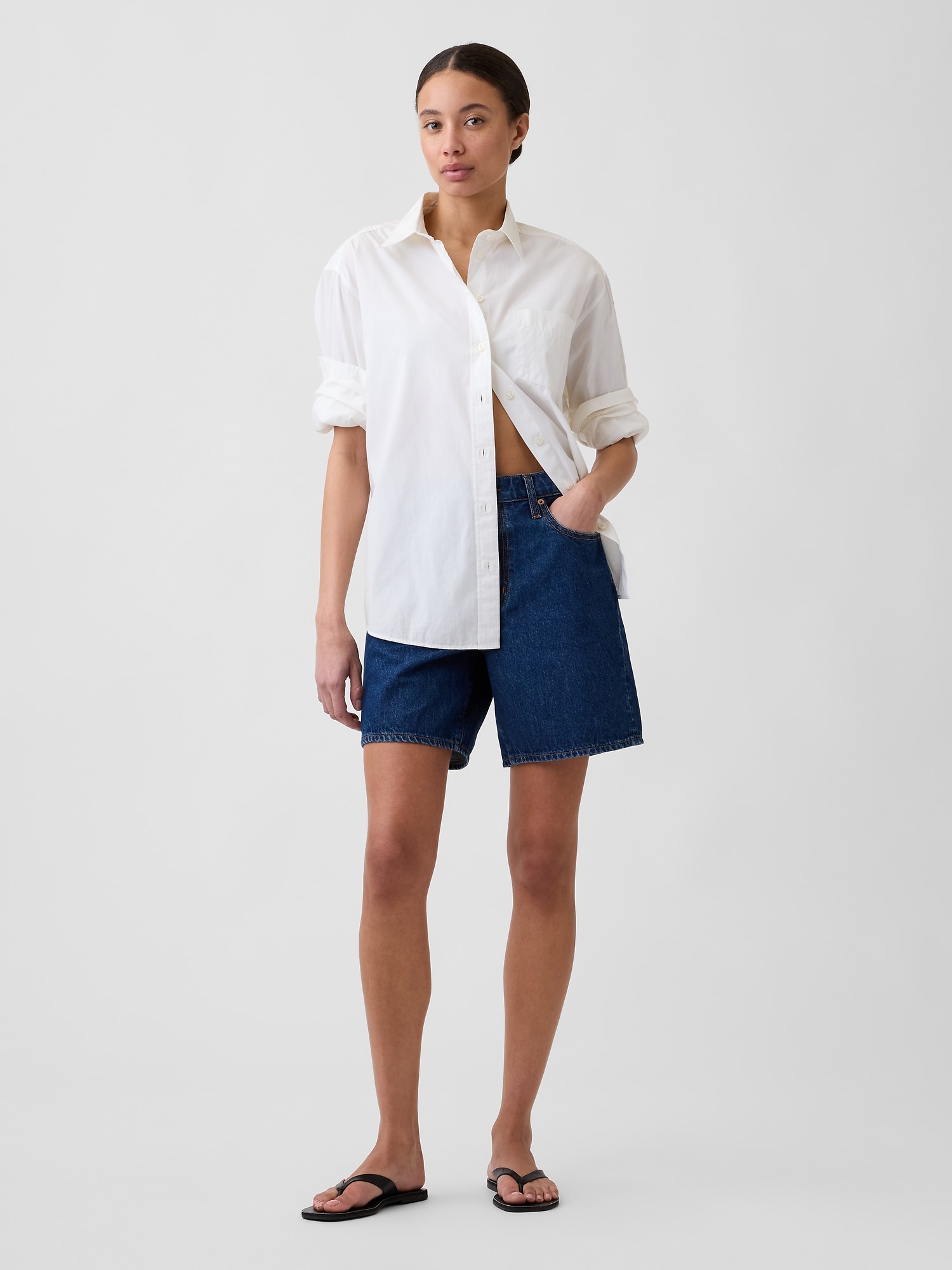5" Mid Rise Denim Shorts