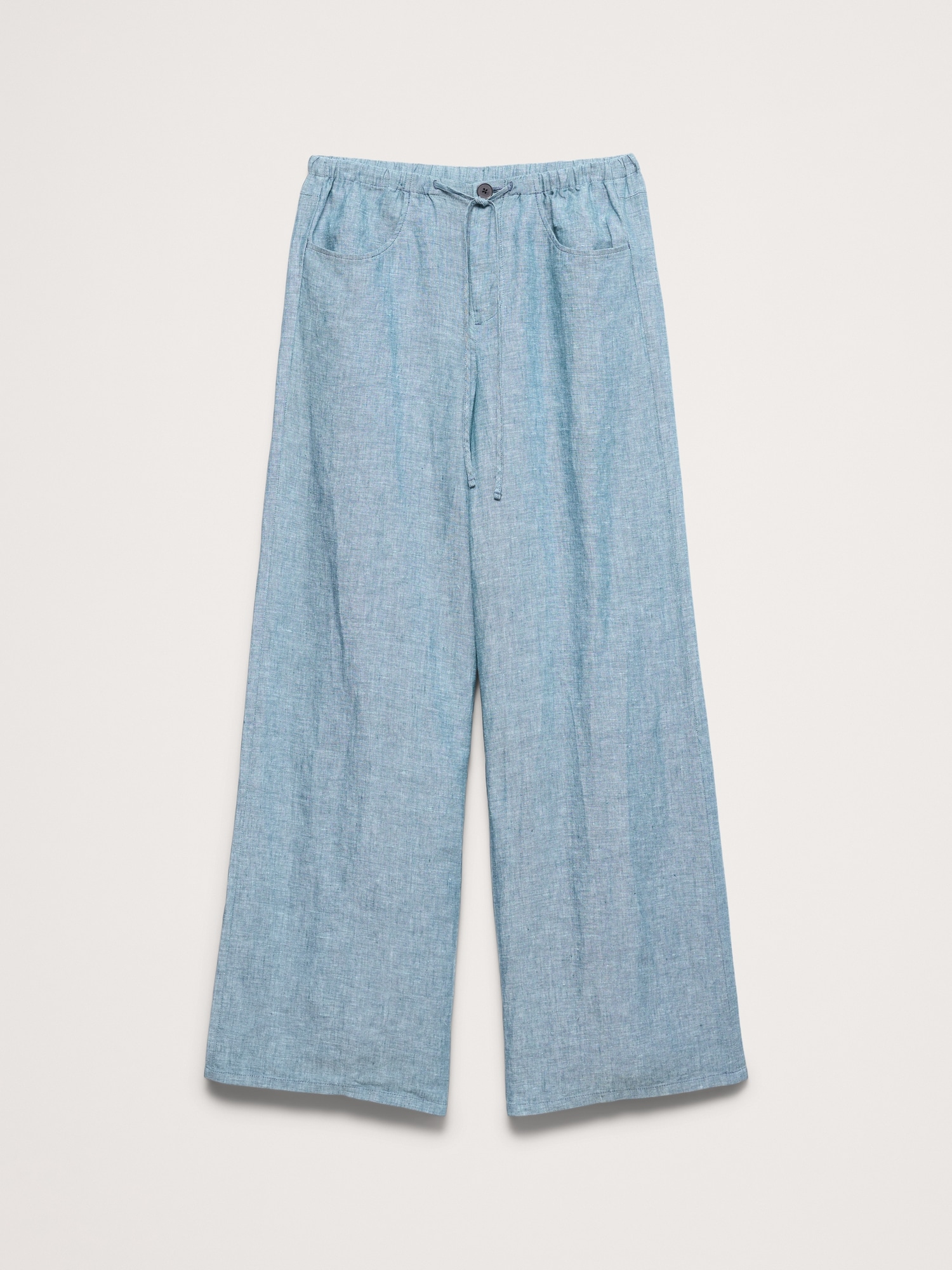 スタジオ ワイドレッグ ドローストリング リネン パンツ-4