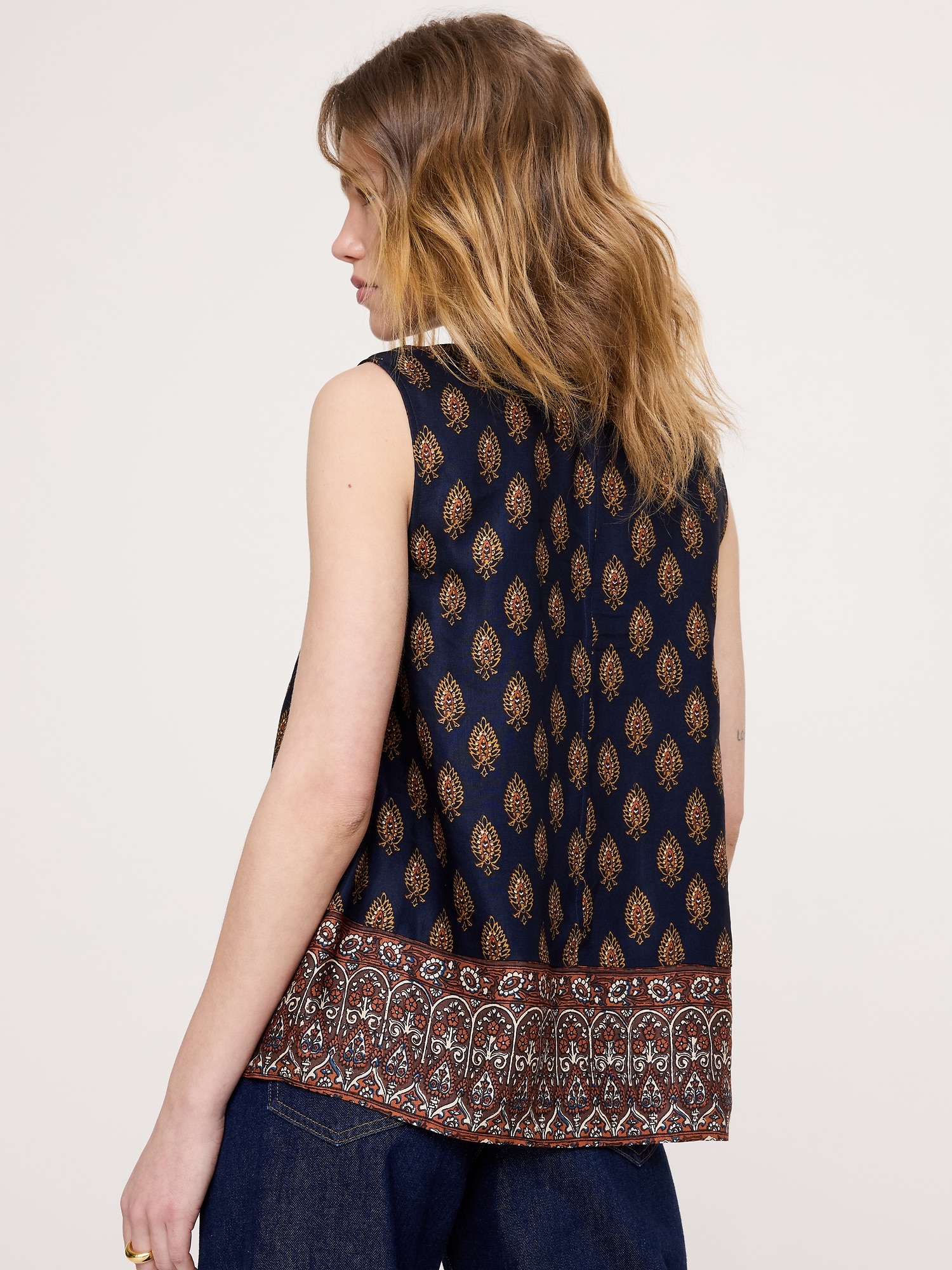 ビスコース リネン スクープネック タンクトップ-2