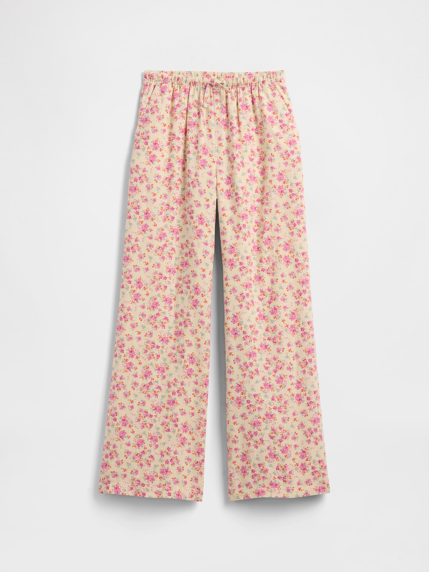 Kids Pull-On Wide-Leg Linen-Blend Pants