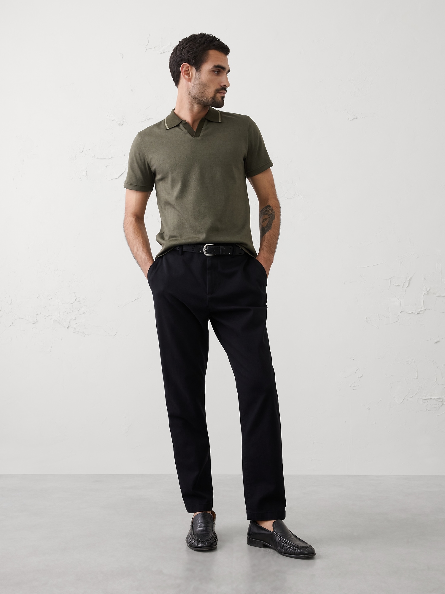 Slim-Fit Luxe Touch Johnny-Collar Polo