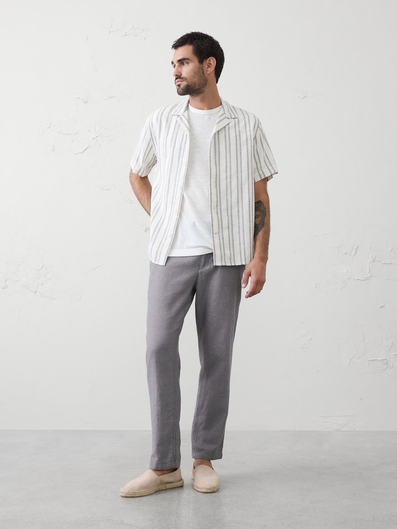 Slim Straight Linen-Blend Trouser