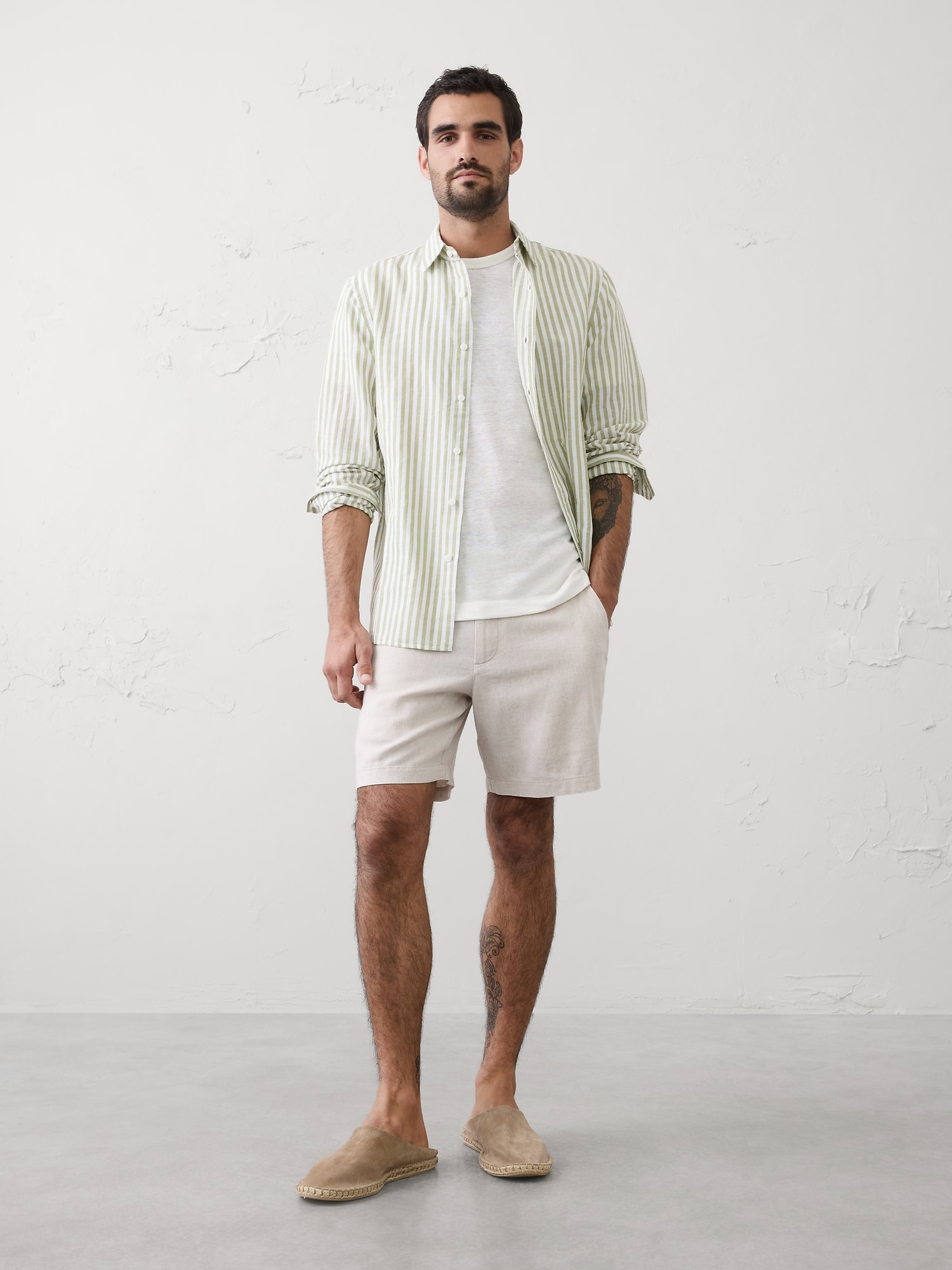 Slim-Fit Linen-Blend Shirt