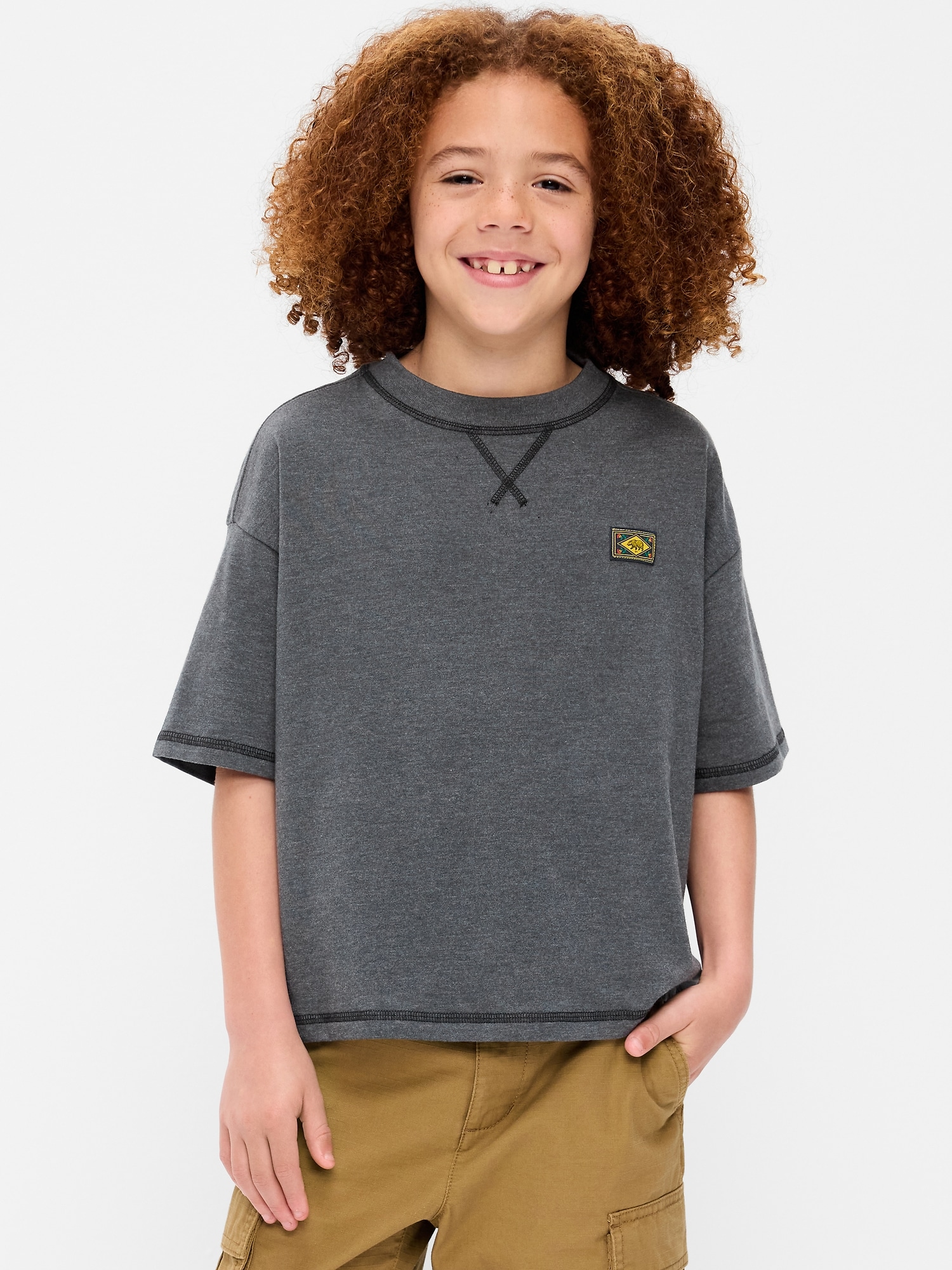 T-SHIRT DROIT SURDIMENSIONNÉ À MANCHES COURTES POUR GARÇON