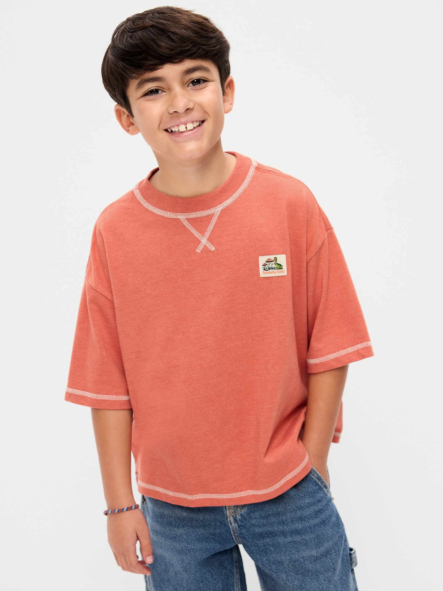 T-SHIRT DROIT SURDIMENSIONNÉ À MANCHES COURTES POUR GARÇON