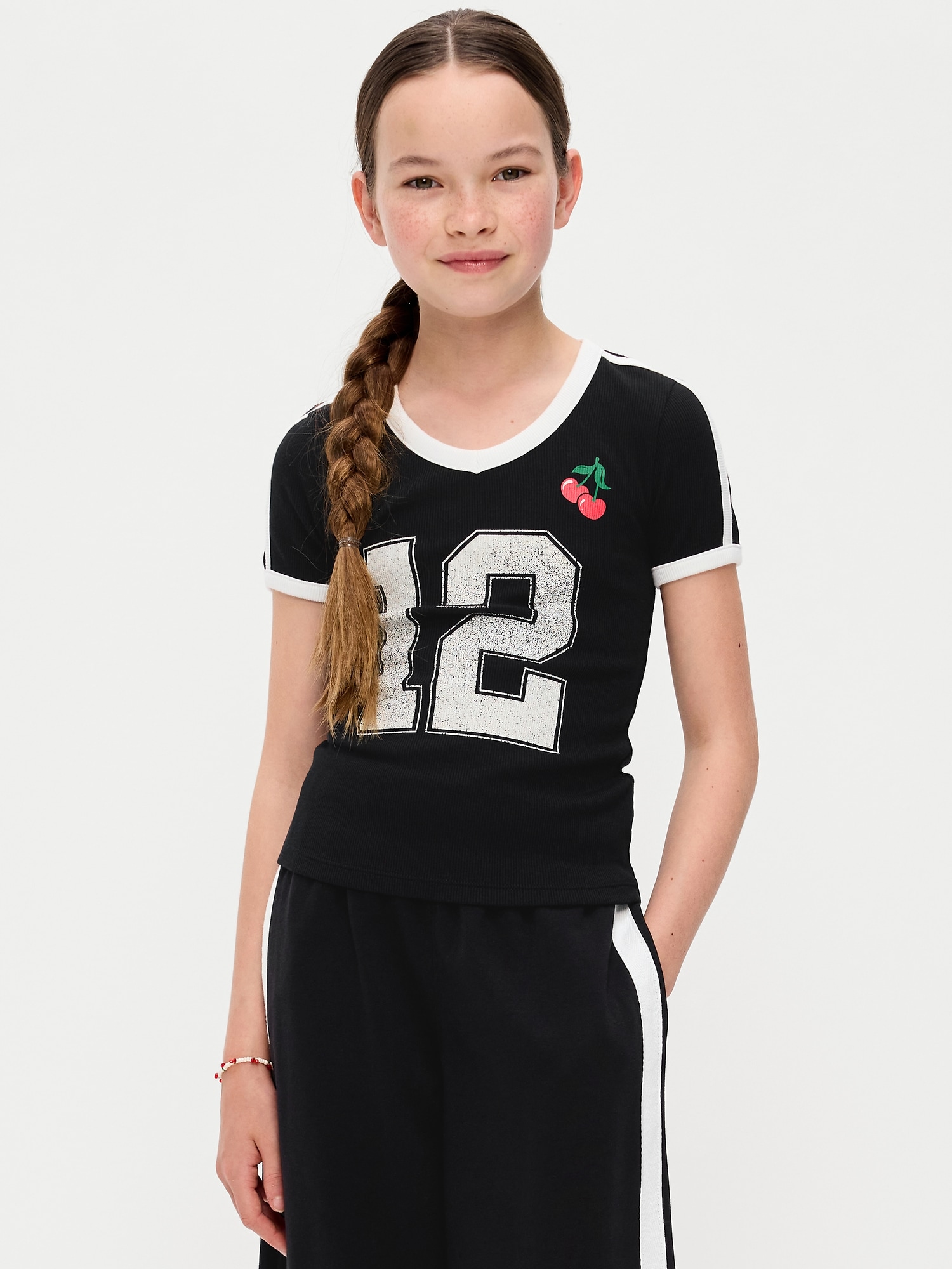 T-SHIRT AJUSTÉ À MANCHES COURTES À IMPRIMÉ POUR FILLE