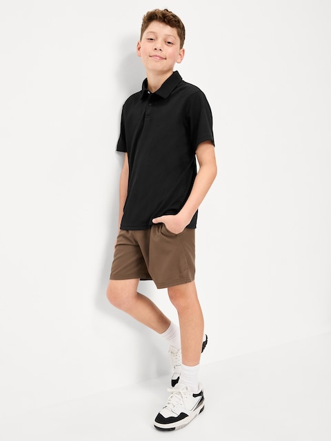 Short-Sleeve Textured Mesh Polo Shirt for Boys