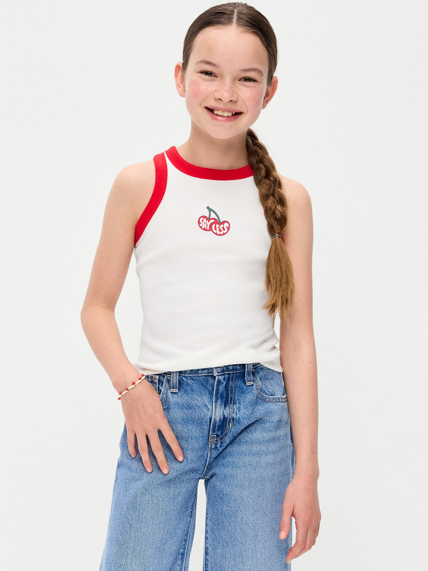 CAMISOLE AJUSTÉE CÔTELÉE À IMPRIMÉ POUR FILLE