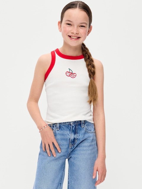 CAMISOLE AJUSTÉE CÔTELÉE À IMPRIMÉ POUR FILLE