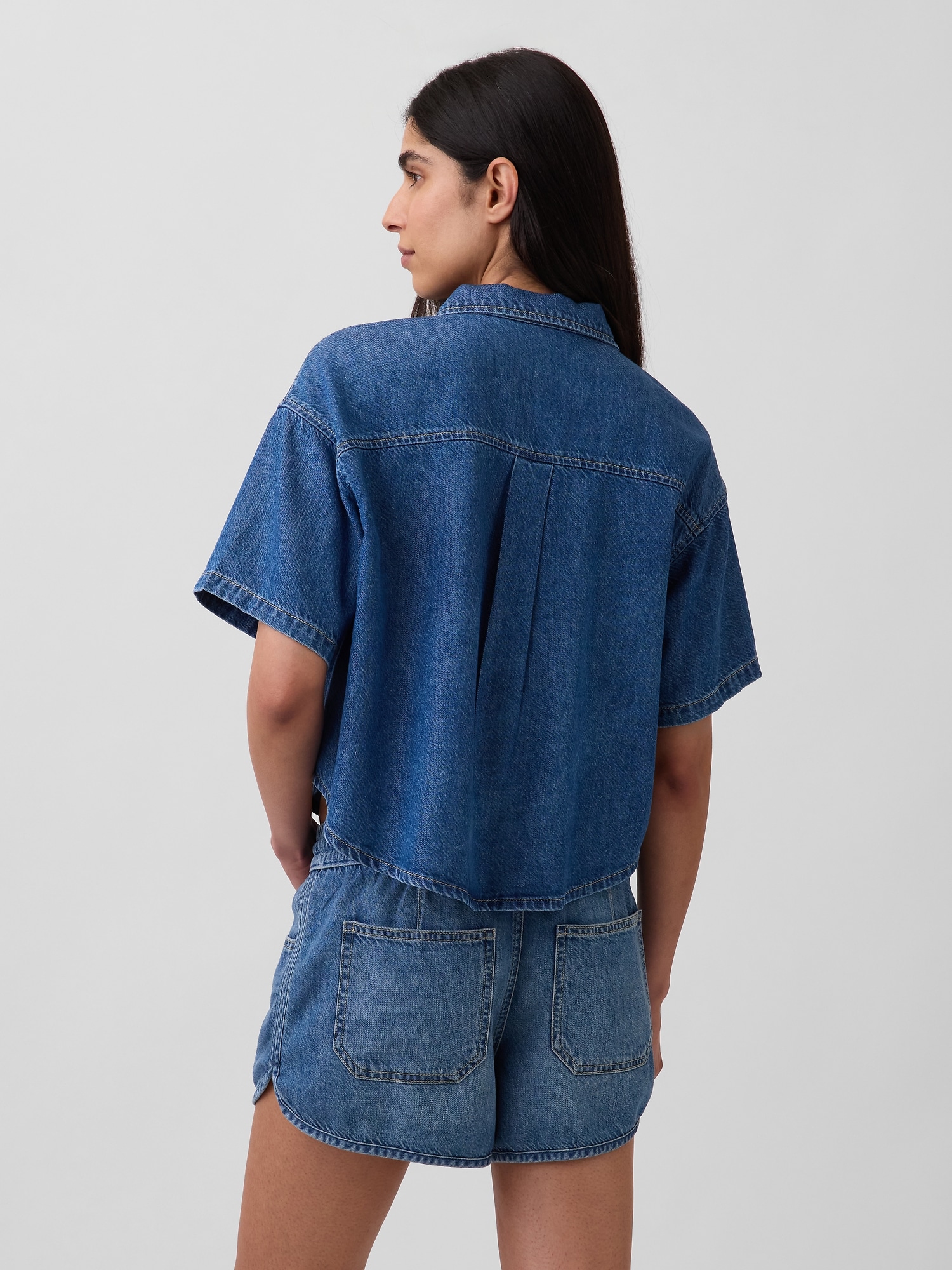 UltraSoft Denim Oversized Camp Shirt