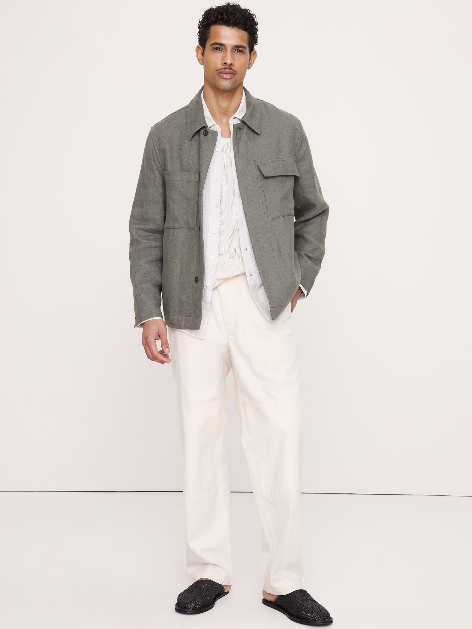 リネン フォーポケット シャツジャケット-0