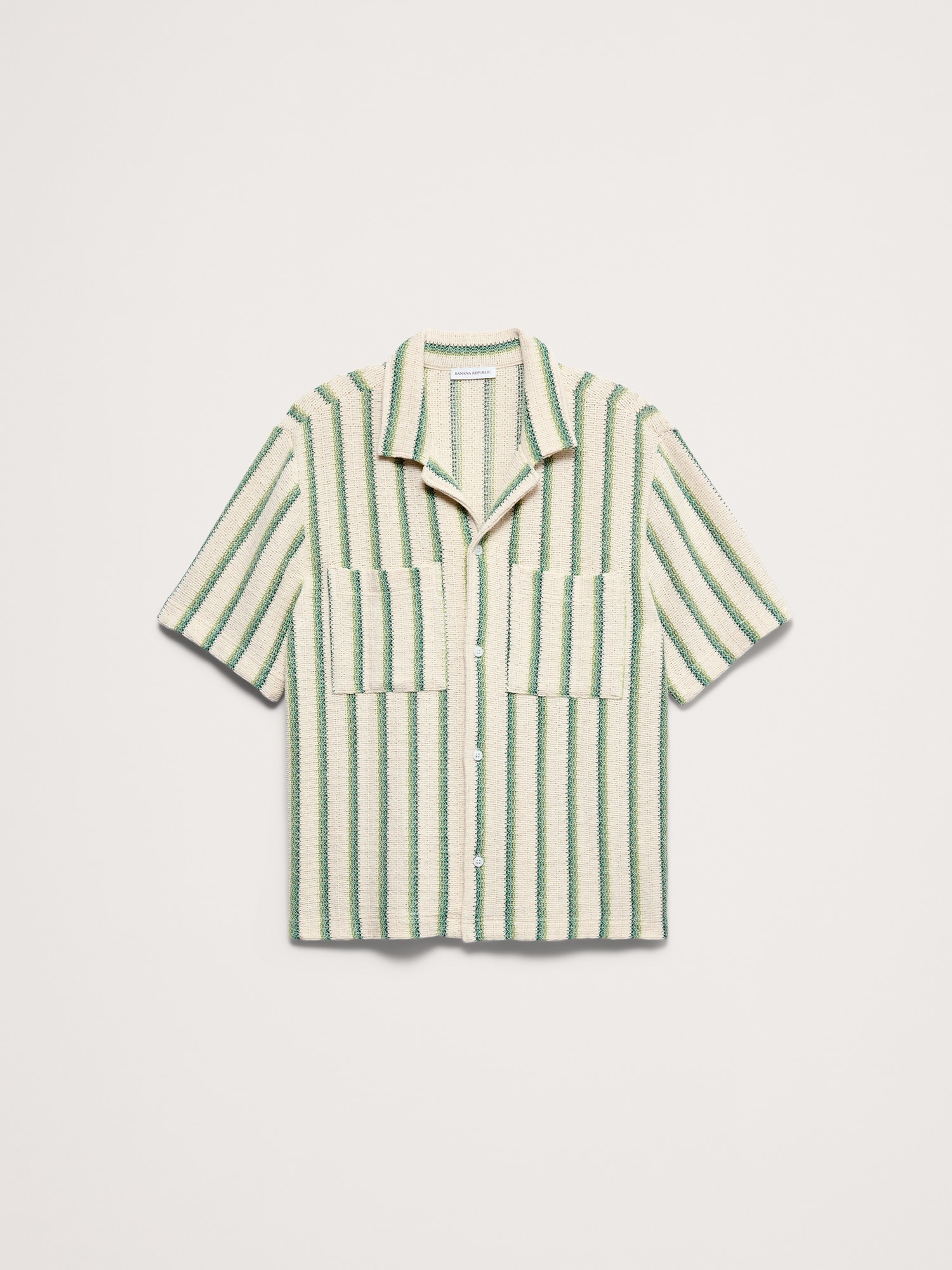 ストライプ ニット リゾートシャツ-3