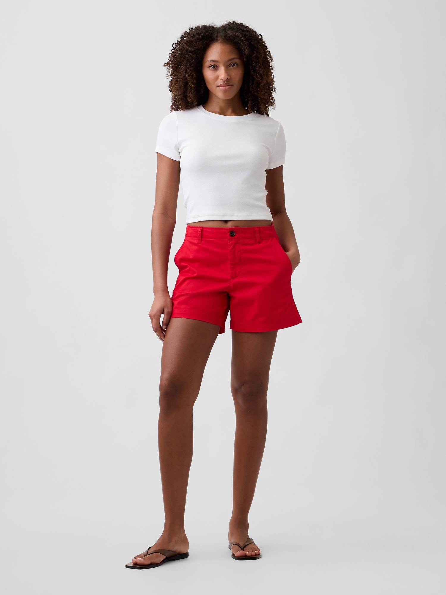 5" Mid Rise Downtown Khaki Shorts