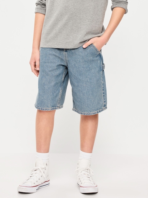 Below Knee Super Baggy Utility Jean Shorts for Boys