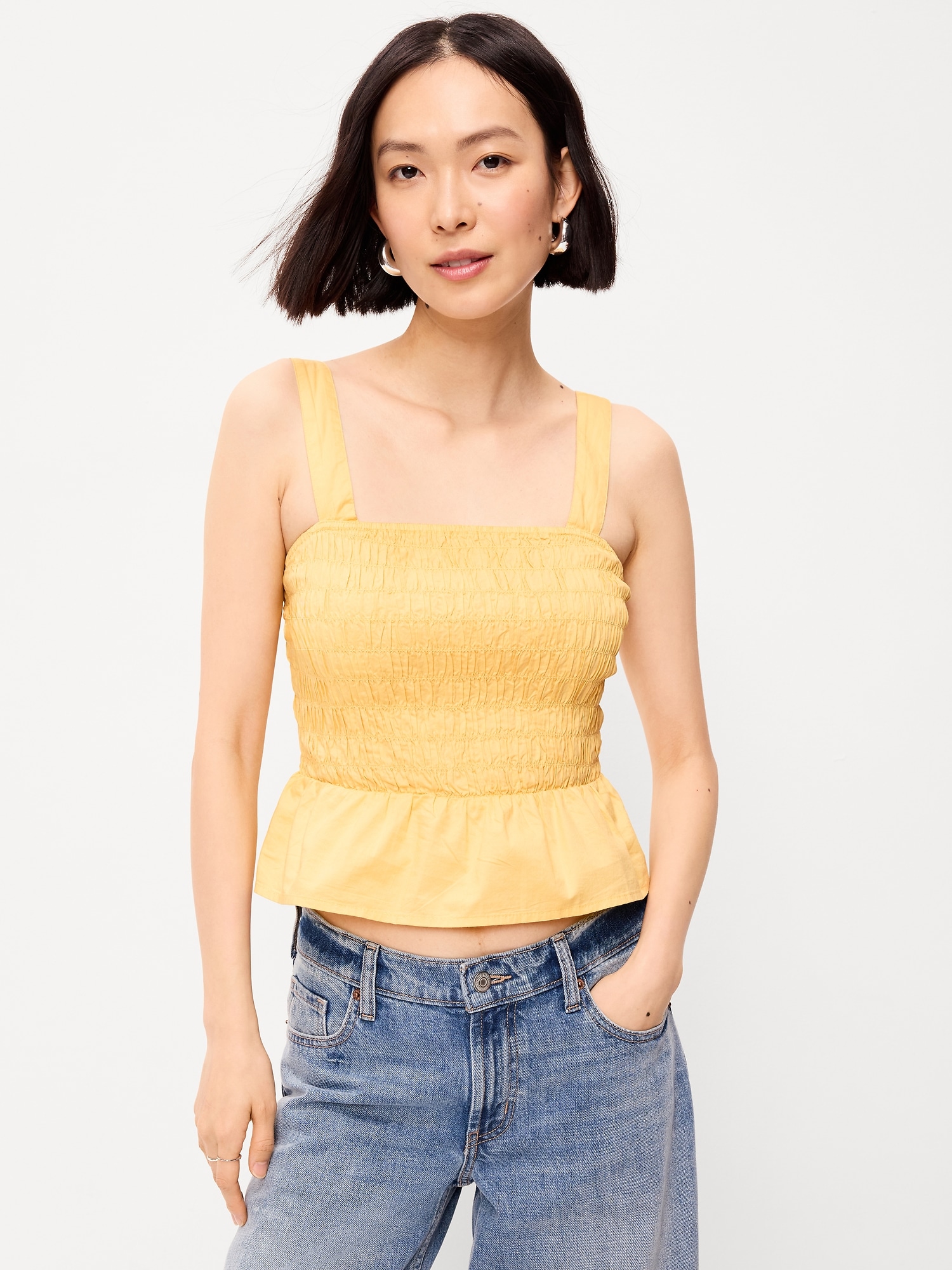 Smocked Peplum Tank Top