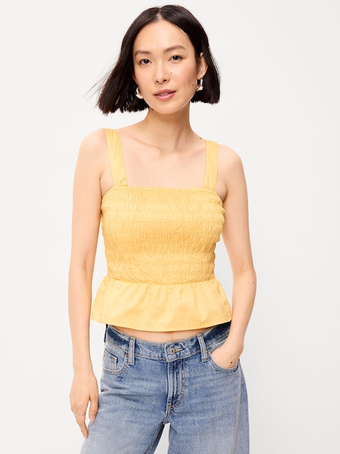 Smocked Peplum Tank Top