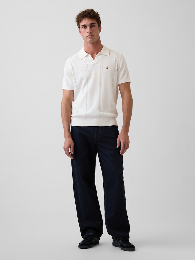 リラックス ジョニーカラー ポインテール ニットシャツ-1