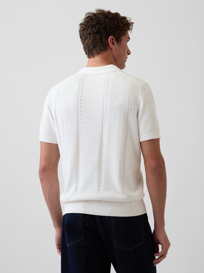 リラックス ジョニーカラー ポインテール ニットシャツ-2