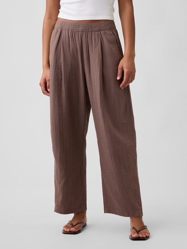 ミッドライズ プルオン バレル ガーゼパンツ-2