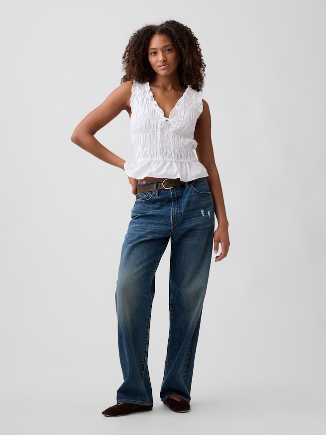 スモッキングギャザー ノースリーブトップス-2