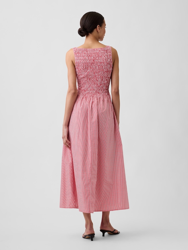 スモッキングギャザー ボートネック マキシワンピース-1