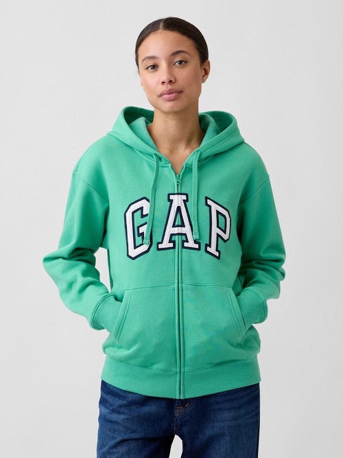 リラックスフィット GAPロゴ ジップアップパーカー