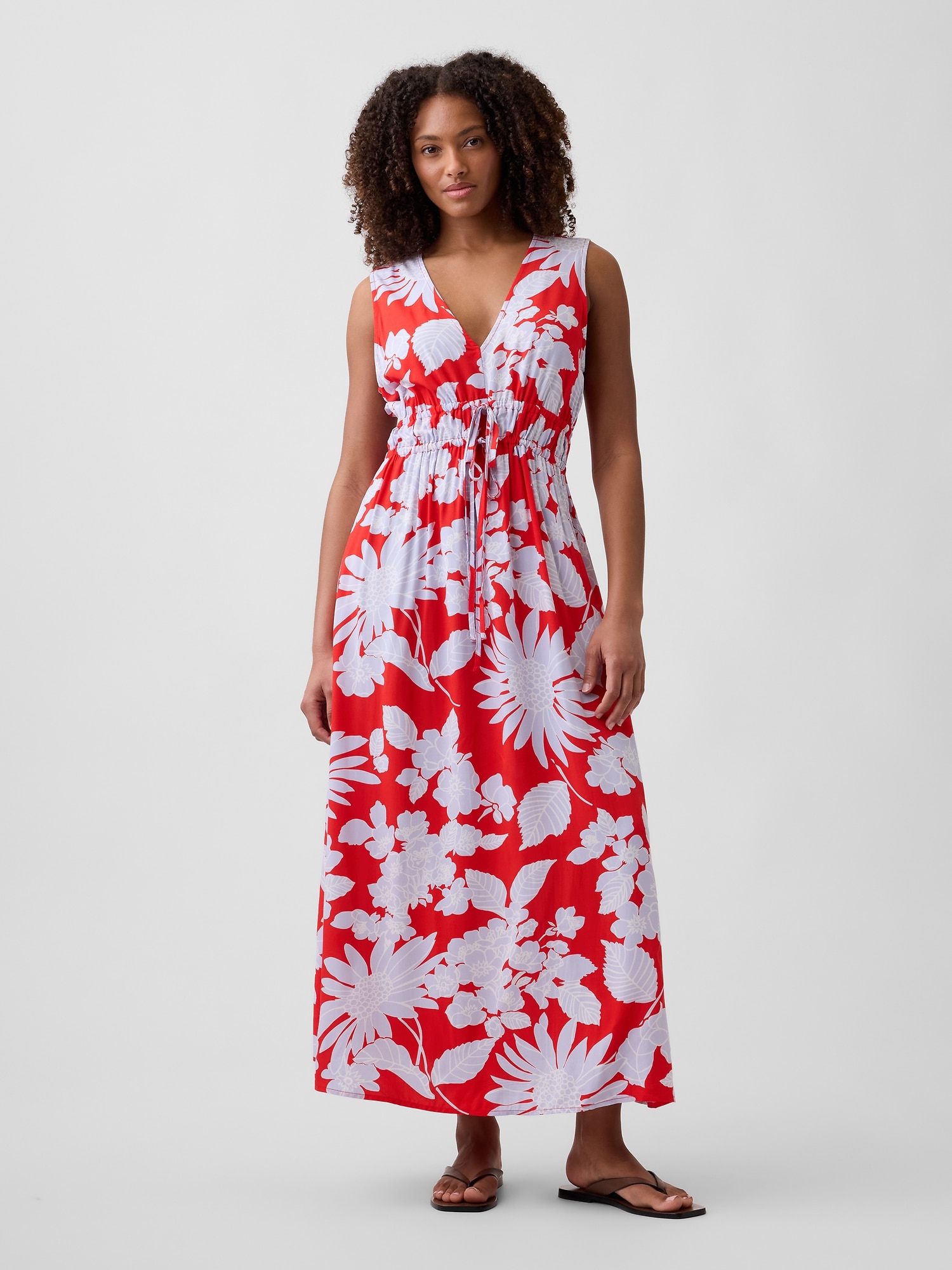Sleeveless Tie-Front Maxi Dress