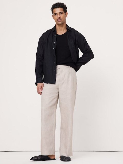 PANTALON HABILLÉ AMPLE À PLIS EN LIN