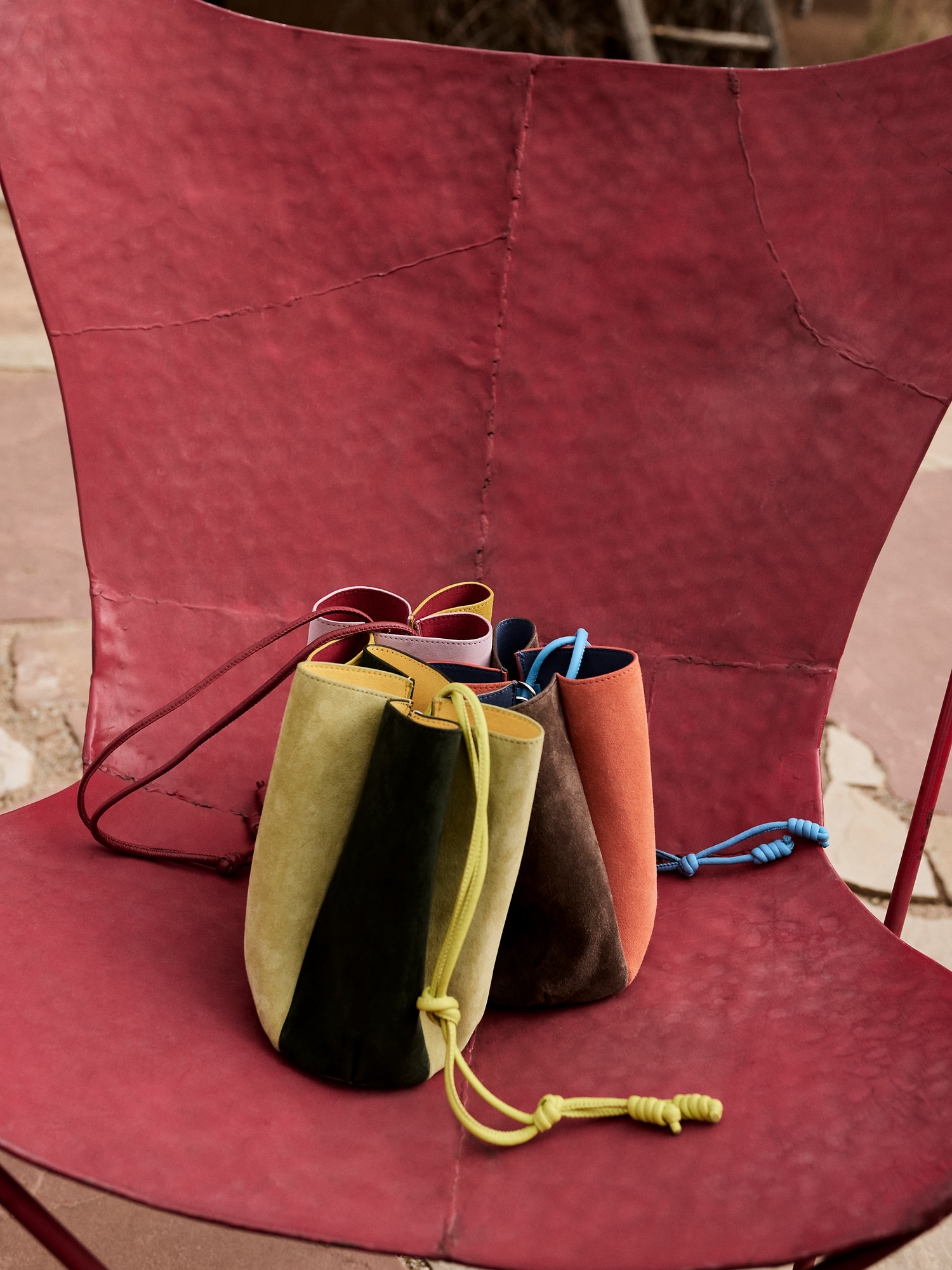 カラーブロック スエード チューリップ バッグ-7