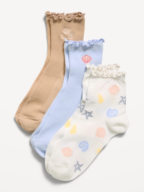 Ruffled Crew Sock 3-Pack for Women