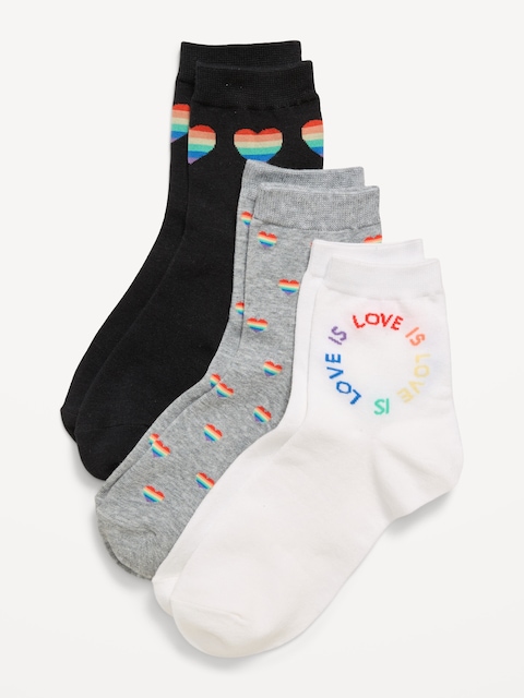 Novelty Quarter Crew Socks 3-Pack for Women