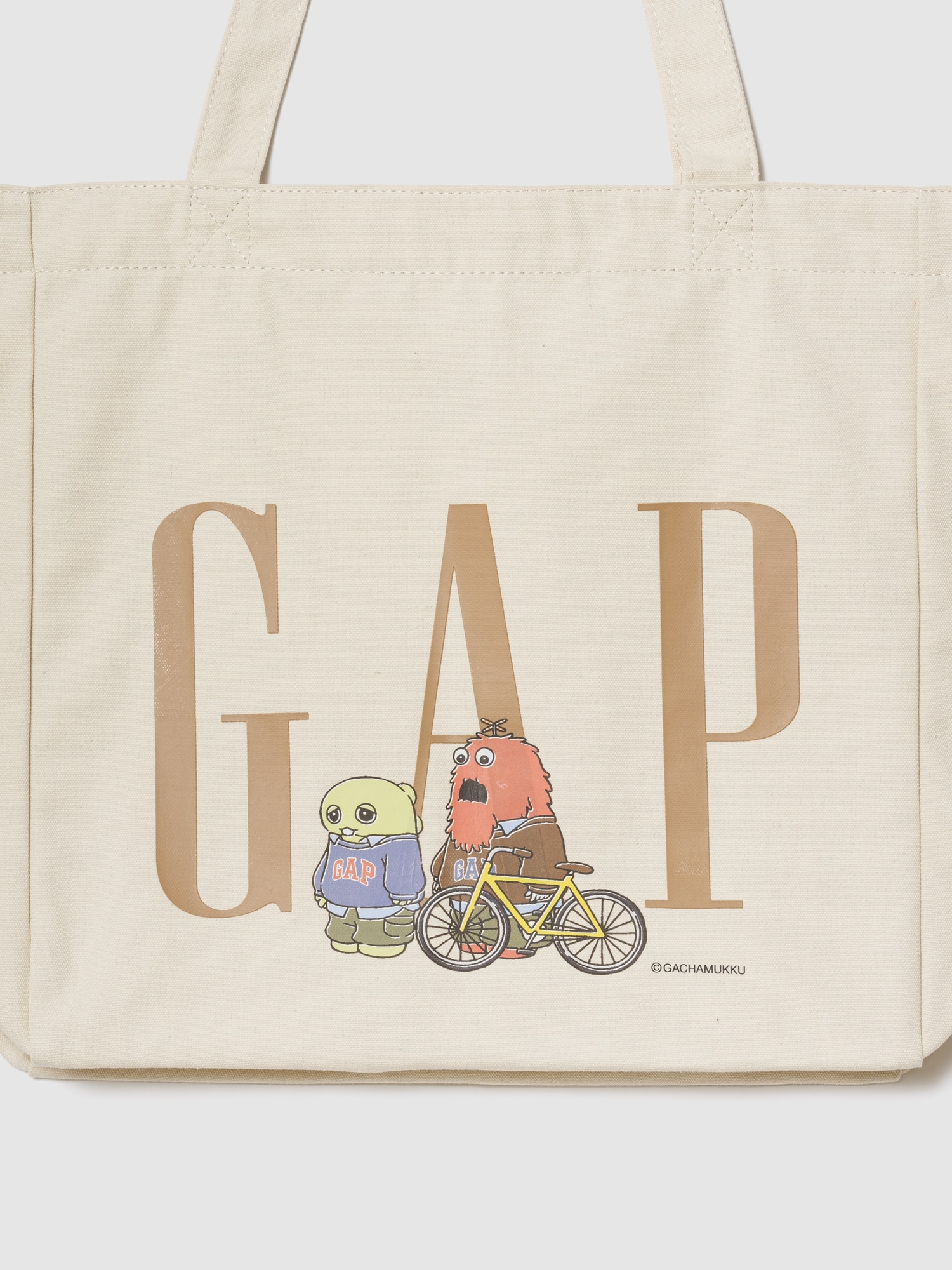 ガチャピン・ムック キャンバス GAPロゴ トートバッグ-1