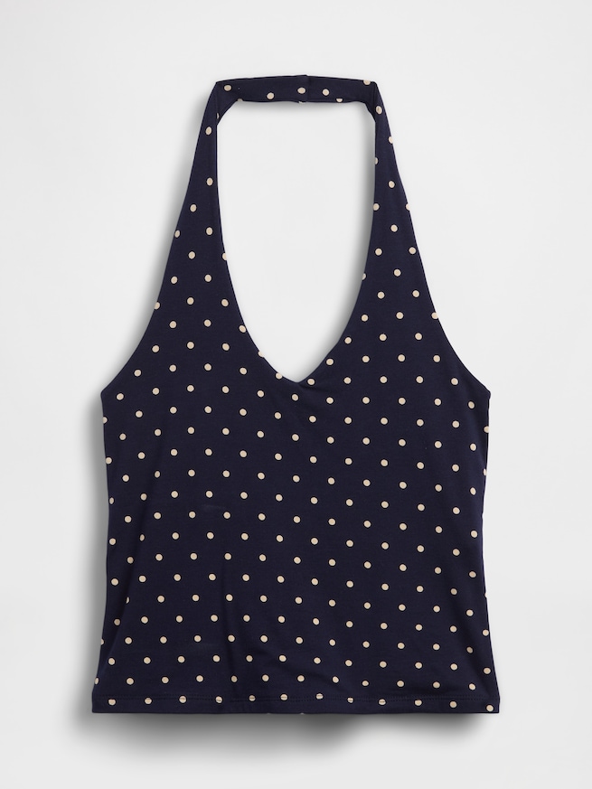 クロースニット ホルターネック クロップドトップス-4