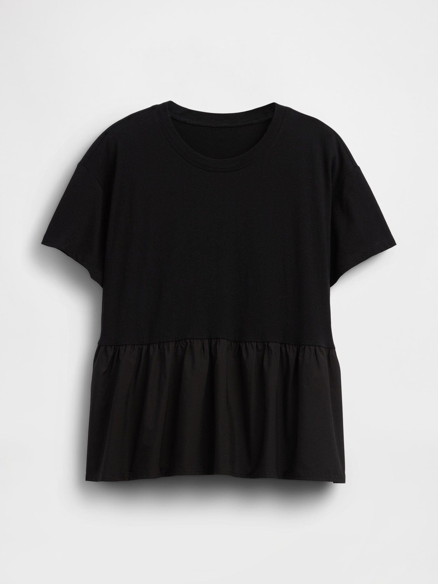 オーガニックコットン オーバーサイズ ミックスメディア ティアードTシャツ-4