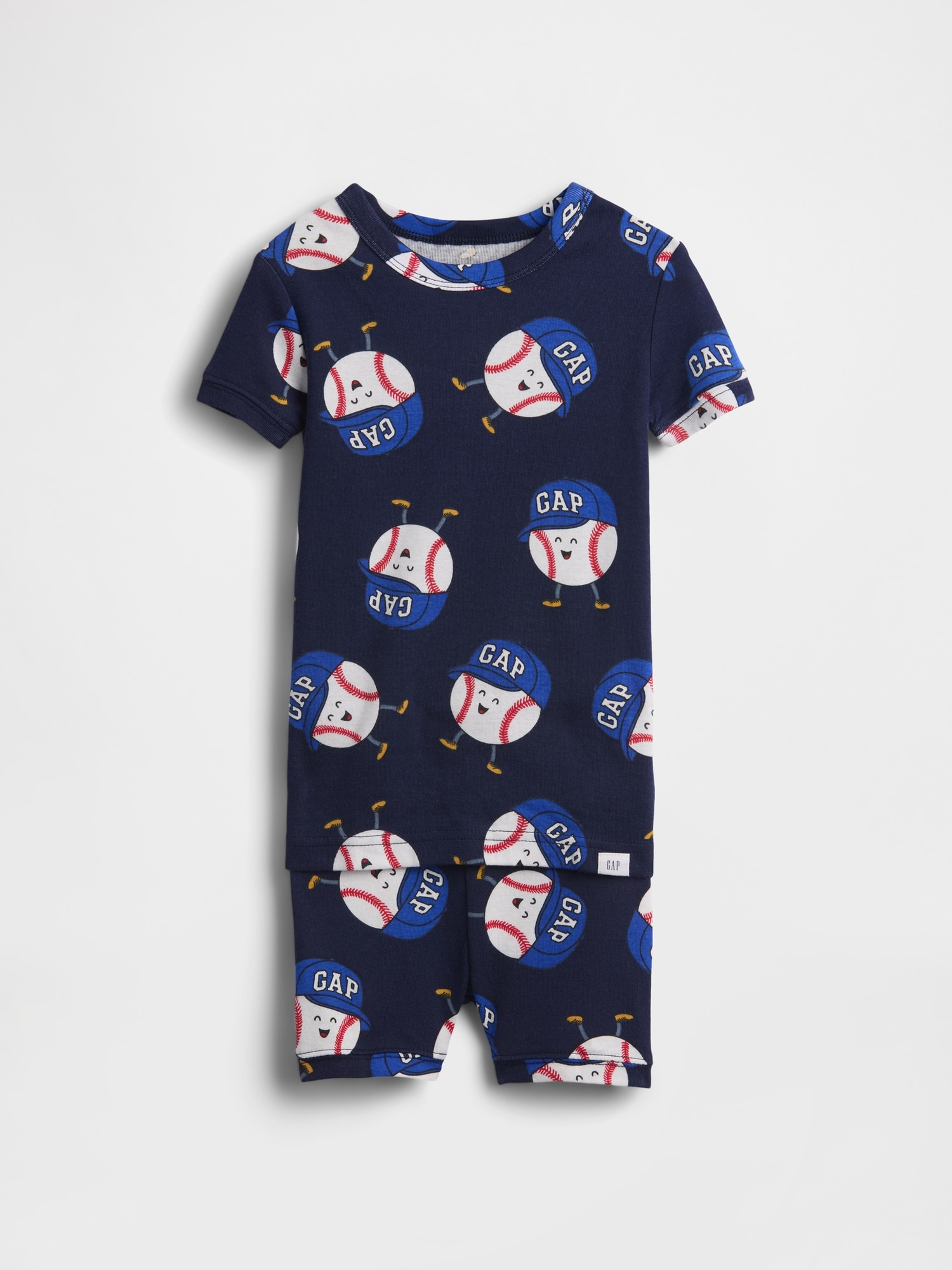 PYJAMA COURT EN COTON BIOLOGIQUE BROSSÉ À MOTIF BASEBALL POUR BÉBÉ ET TOUT-PETIT