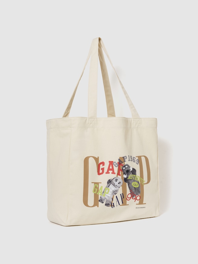 ガチャピン・ムック キャンバス GAPロゴ トートバッグ-0