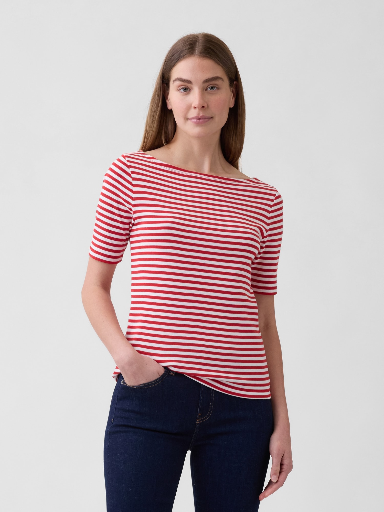 Modern Ribbed Boatneck T-Shirt