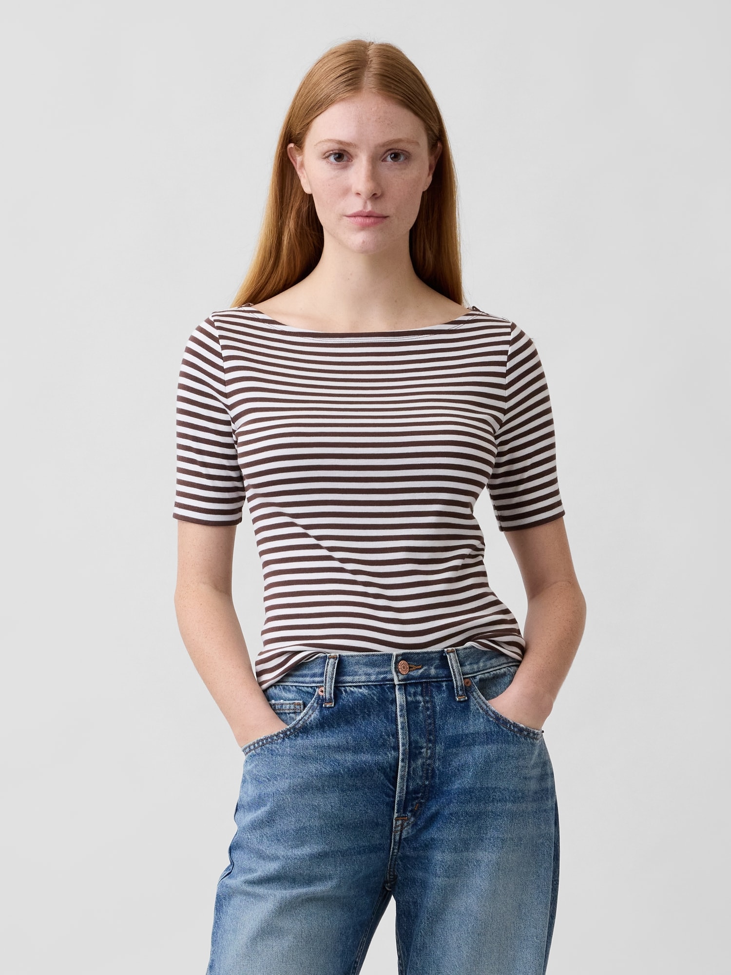 Modern Ribbed Boatneck T-Shirt