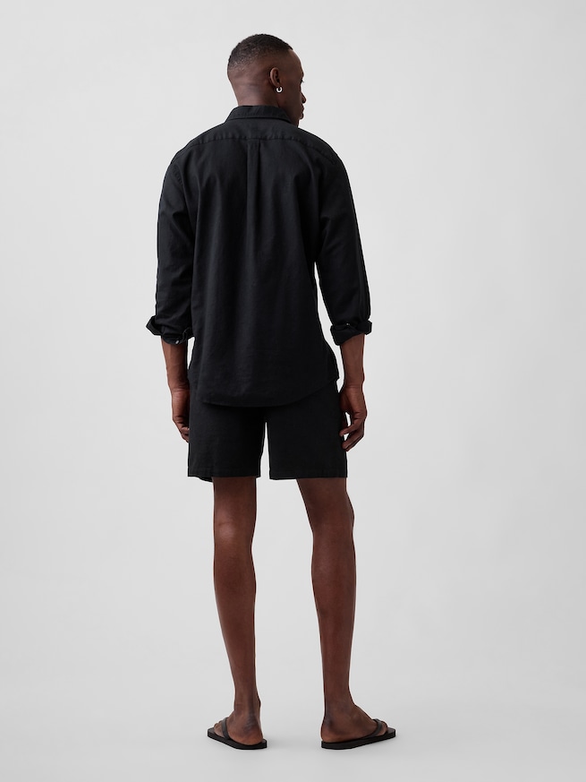 7インチ リネンブレンド  イージーウエストショートパンツ-1