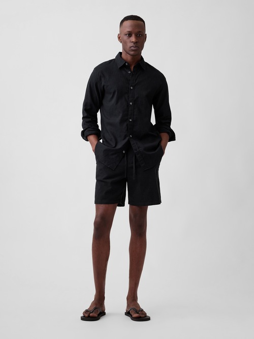 7インチ リネンブレンド  イージーウエストショートパンツ