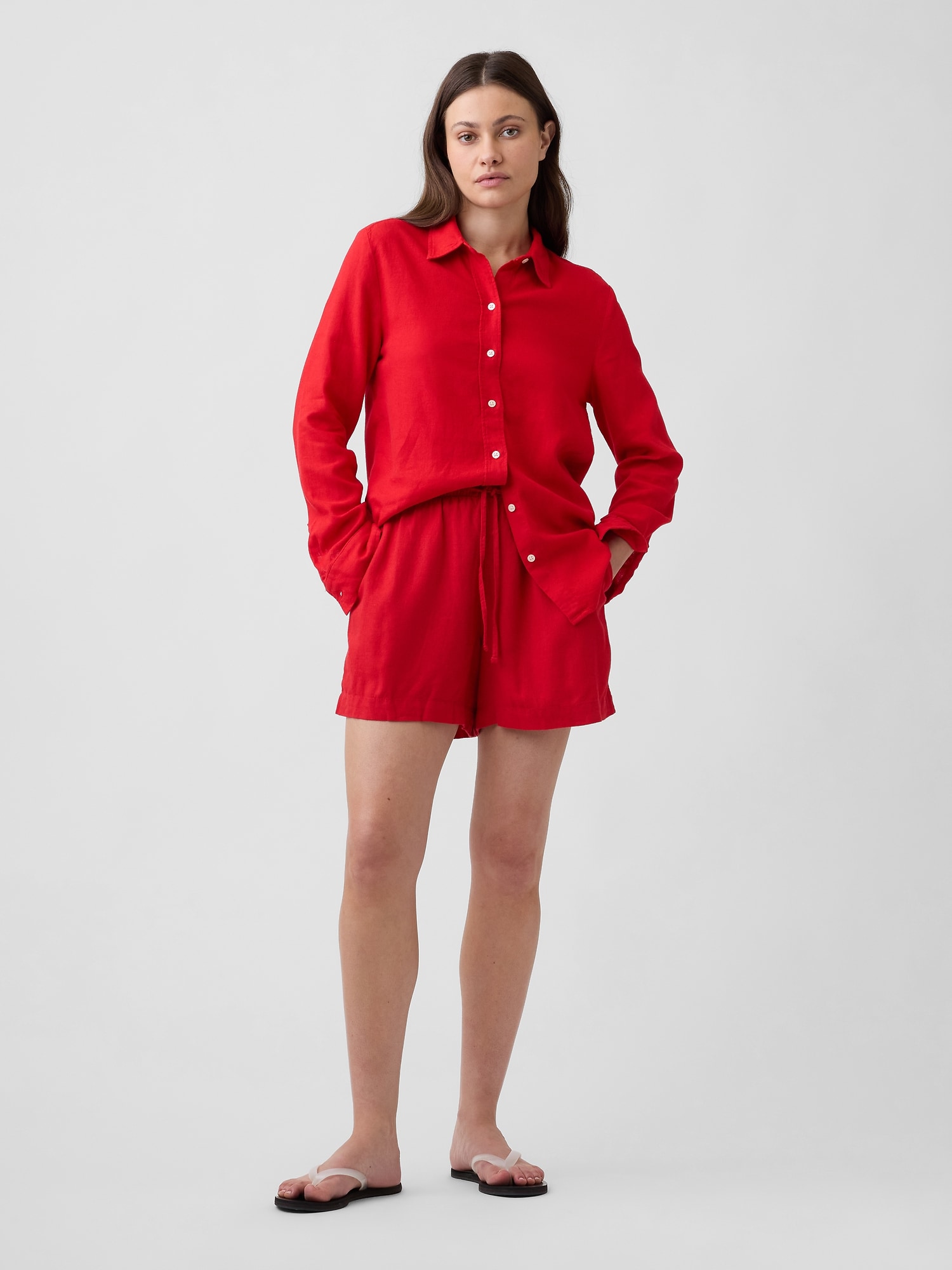 4" Pull-On Linen-Blend Shorts