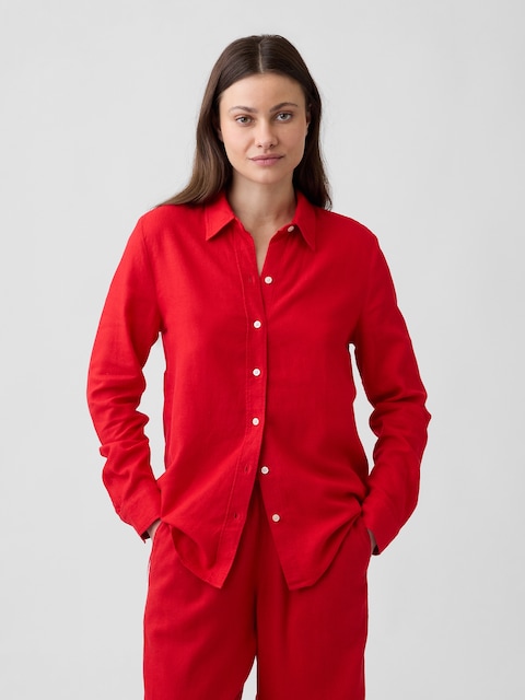 Linen-Blend Easy Shirt